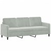 3-osobowa sofa z poduszkami, jasnoszara, 180 cm, aksamit